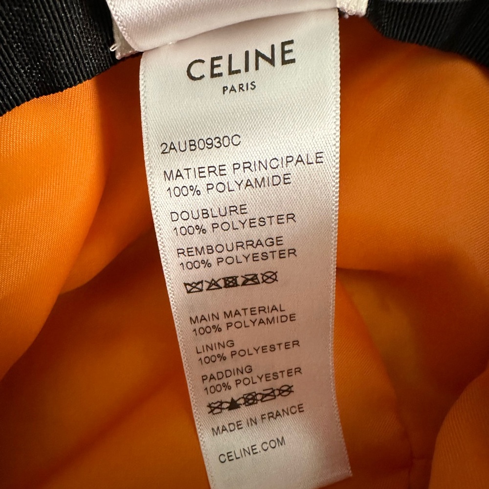 Celine black quilted nylon bucket hat white Celine Paris letters logo Medium - Picture 8 of 14